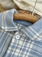 Casual Lapel Striped Shirt & Denim Trousers Two Piece Set