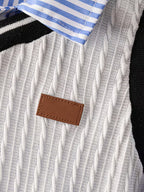 Striped Shirt, Cable Knit Vest &amp; Classic Khaki Pants Set