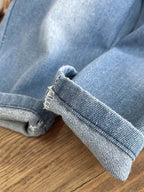 Casual Lapel Striped Shirt & Denim Trousers Two Piece Set